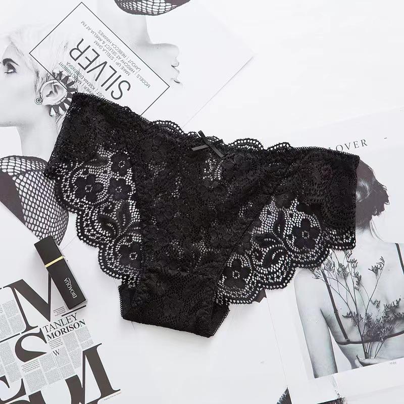 Underwear Women's Low Waist Knickers Sexy Hollow Lace Briefs Comfortable Breathable Lingerie Cotton Crotch Panties