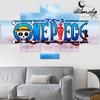 One Piece Famous Anime Slogan Letter 5 Pieces Poster Canvas Painting Wall Art Modern Print For Fans Living Room Home Decoration