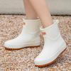 Women’s Fashionable Soft-Soled Waterproof Mid-Tube Rain Boots with Velvet Lining - Non-Slip Winter Wear