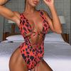 Women's Swimsuit Leopard Print Cutout Strap Sexy Bikini One Piece Swimsuit Beachwear Bathing Suits