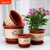 Extra Large Durable Resin Flower Pot with Tray - Handmade Ceramic Look for Balcony or Desktop