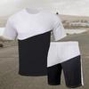 Мужской спортивный костюм, шорты, футболка, комплект с цветными блоками, с круглым вырезом, уличная уличная одежда с короткими рукавами, модная повседневная одежда