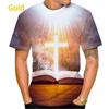 Fashion God Graphic T Shirts Summer Short Sleeve Unisex's Clothing Round Neck Cross 3d Printed T-shirt Christian Jesus Unisexs Clothes