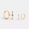 Delicate Huggie Earrings Set Gold