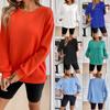 Autumn Winter Women's Loose Round Neck Long Sleeved Casual Hoodie Top for Women