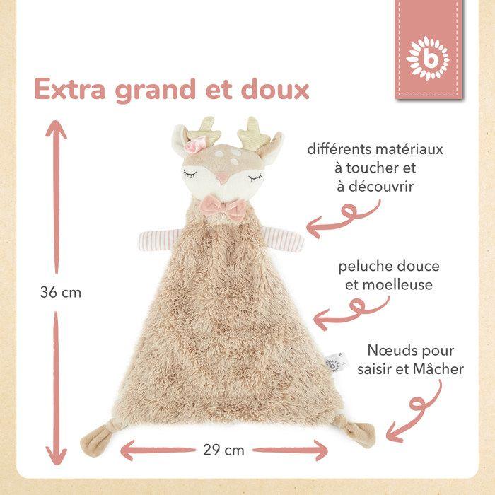 Jouet pour bébé - bieco - peluche chevreuil ella - doudou plat - 36x28x3 cm - mixte