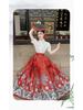6521 Authentic Chinese Hanfu Embroidered Short-Sleeve Top & Starry Sky Satin Skirt Set