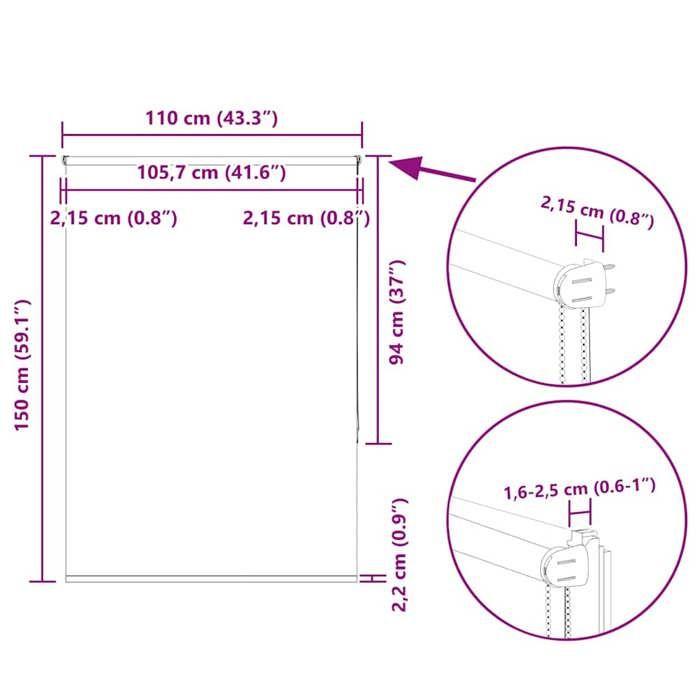 VidaXL Roller Blind Off-white 110x150 Cm Fabric Width, Day and Night Blind, Kitchen Blind, Blind 4011650
