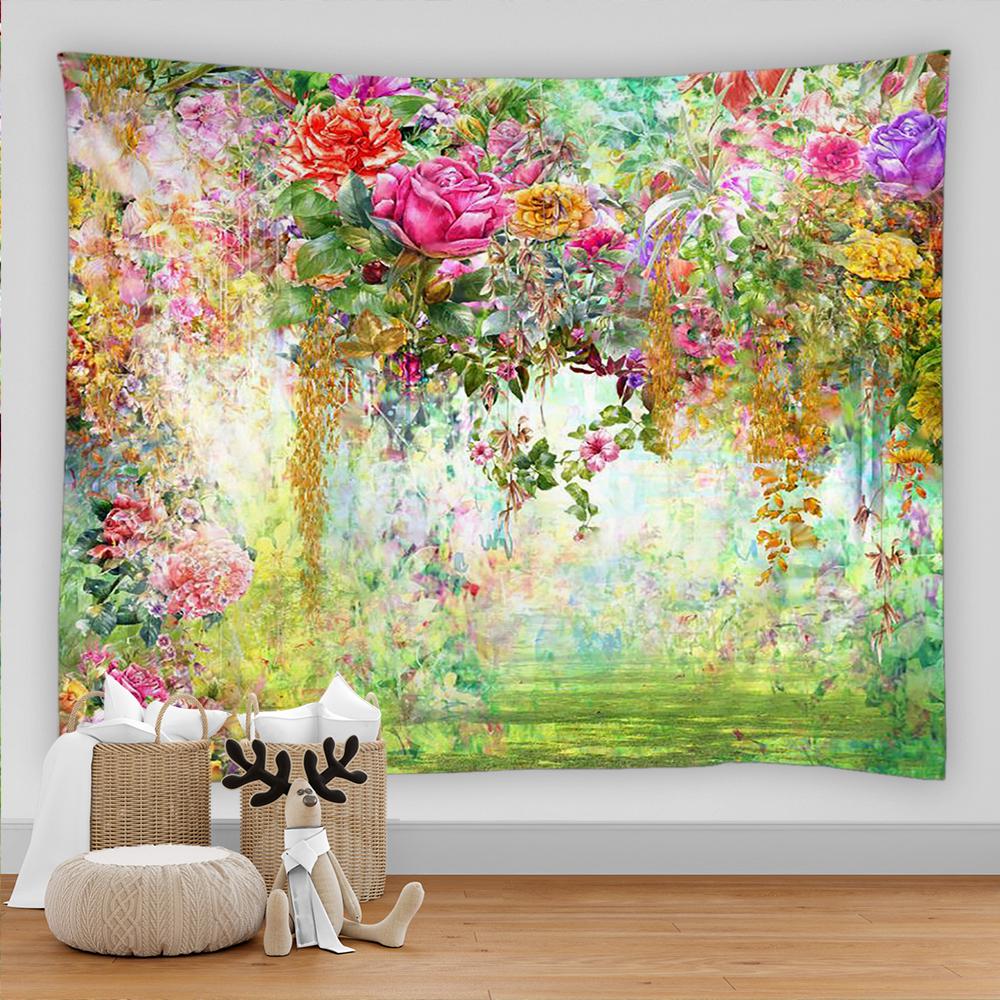 3D Colorful Flower Tapestry Beach Wall Tapestry Psychedelic Home Living Room Background Wall Fabric Decorative Tapestry