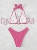 European & American Style 2024 Solid Color Halter Bikini - Hot-selling Swimsuit