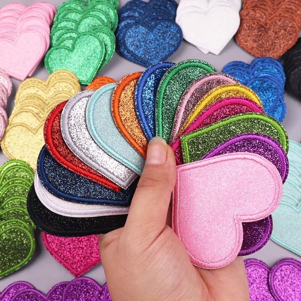 14/17 Pcs Sparkle Iron On Patches Colorful DIY Glitter Patch Creative Embroidery Patch  DIY Craft