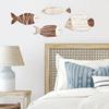 4Pcs/Set Wall Fish Decorations Coastal Wall Art Wooden Fish Retro Rustic Fish Wall Ornaments for Home Bedroom Beach House Decor