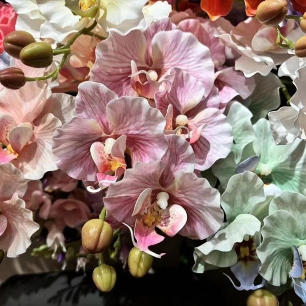 98cm Artificial Butterfly Orchid Real Touch Silk Phalaenopsis Orchid Flower Arrangement