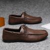 2024Hot Breathable Business Men Leather Shoes Summer Slip On Loafers Men Casual Leather Shoe Black Flats Driving Shoes Moccasins