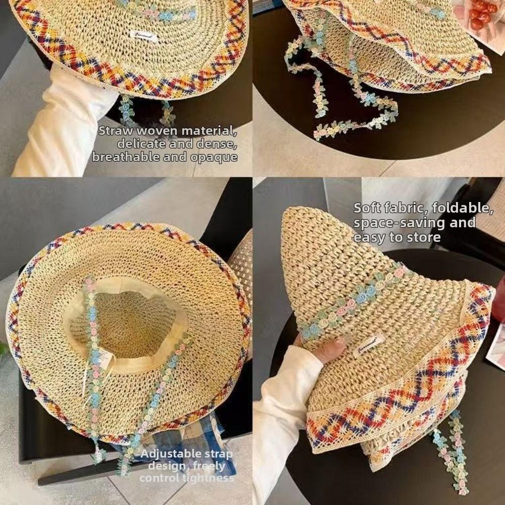 Breathable Woman's Straw Hat Elegant Outdoor Beach Hat Simple Women's Sun Visor Hats Casual Wear