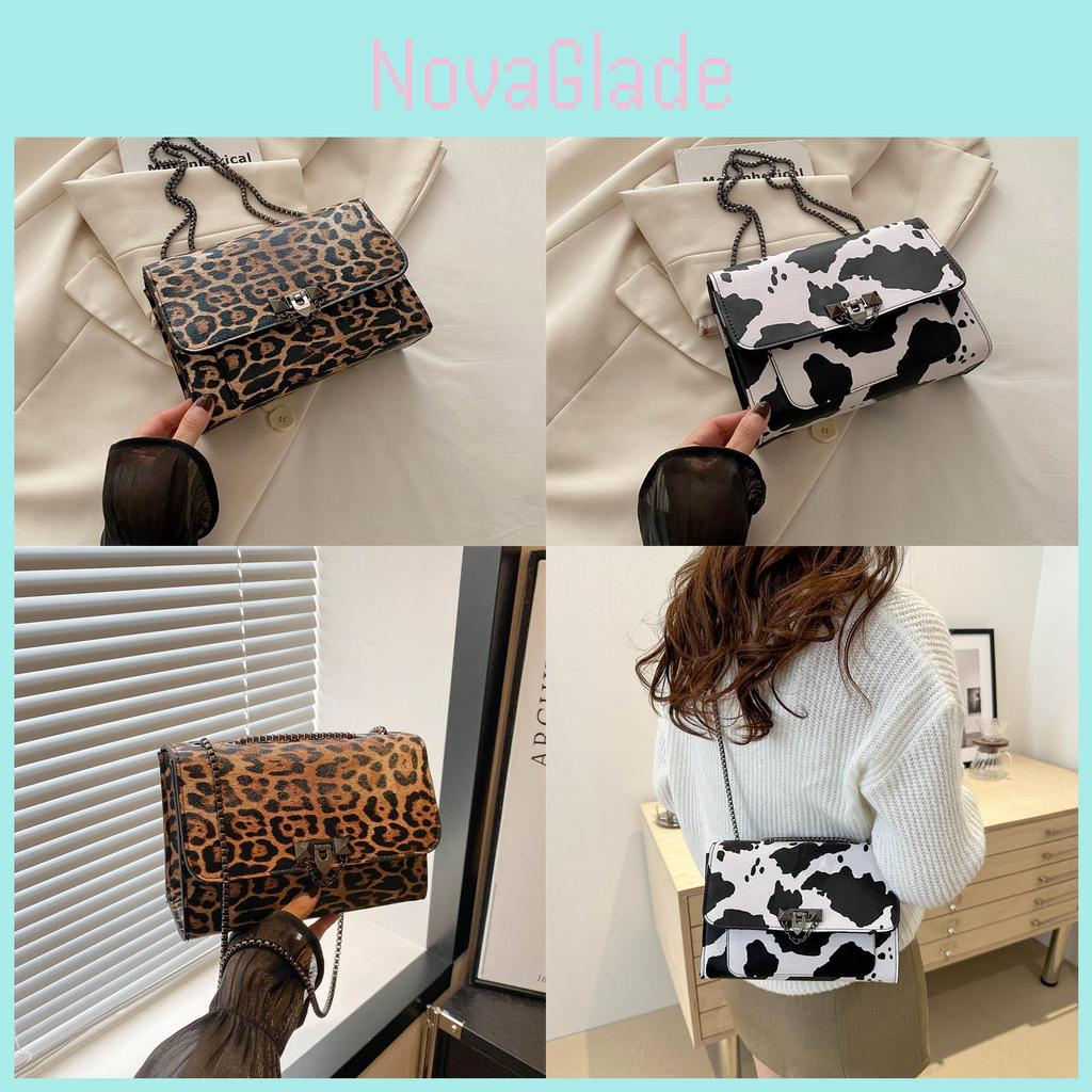 Chic 2024 Summer Cow Print Shoulder Bag Vintage Casual Small Square Bag