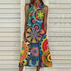 Summer Fashion Sexy Sleeveless Dress Soft Casual 3D Retro Pattern Print Dress Sleeveless Sling Dress Summer Suspender Dress