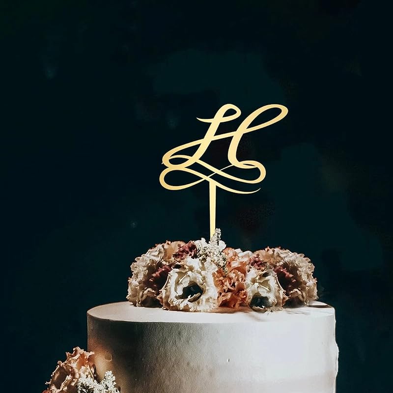 Топпер для торта с первой буквой K, монограмма, акриловый топпер для кексов, забавные аксессуары для торта для украшения свадебной годовщины, дня рождения, вечеринки, зеркальное золото