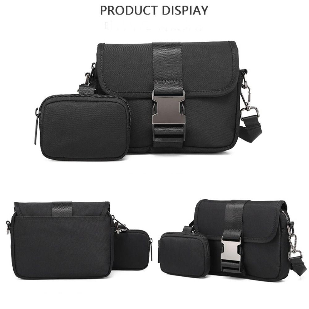 Oxford Cloth Men's Messenger Bag Black Japanese Style Male Crossbody Bag Large Capacity Multi Functional Outdoor Travel Pouch