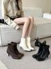2025 осень новый квадратный носок тонкий каблук высокий каблук темперамент тонкий французская мода сексуальные короткие ботильоны