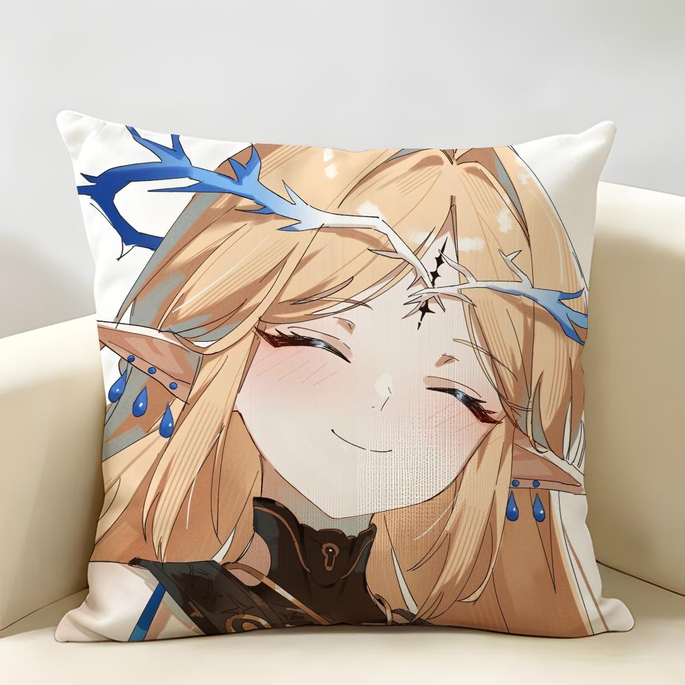 Cartethyia Cute Wuthering Cushion Cover Natural Linen Organic Fabric DoubleSided Printing Room Sofa Decor Pillow Case