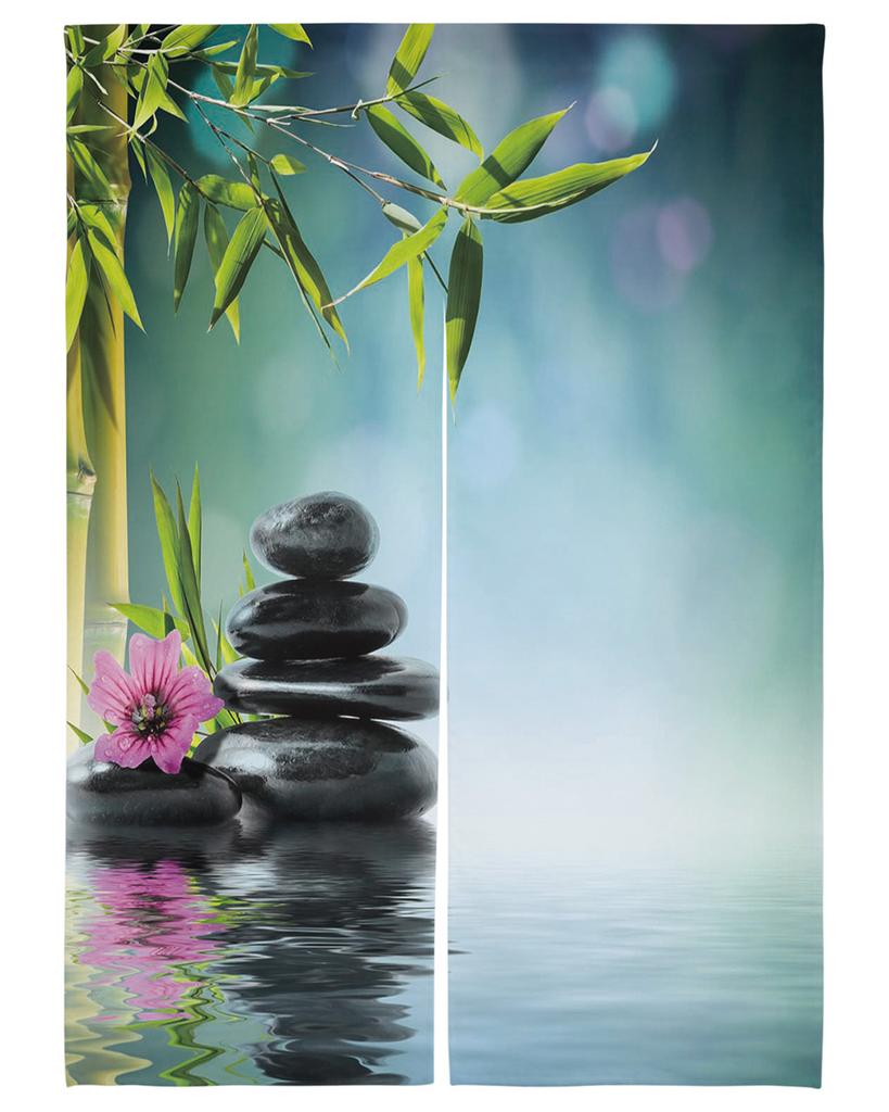Zen Stone Bamboo Door Curta Entrance Hanging Half-Curtain Japanese Style Bedroom Partition Drapes Kitchen Doorway Curta