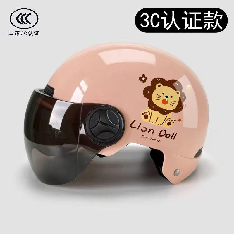 Cartoon cat 3c certified electric car helmet women's winter four seasons new national standard motorcycle safety half helmet cute