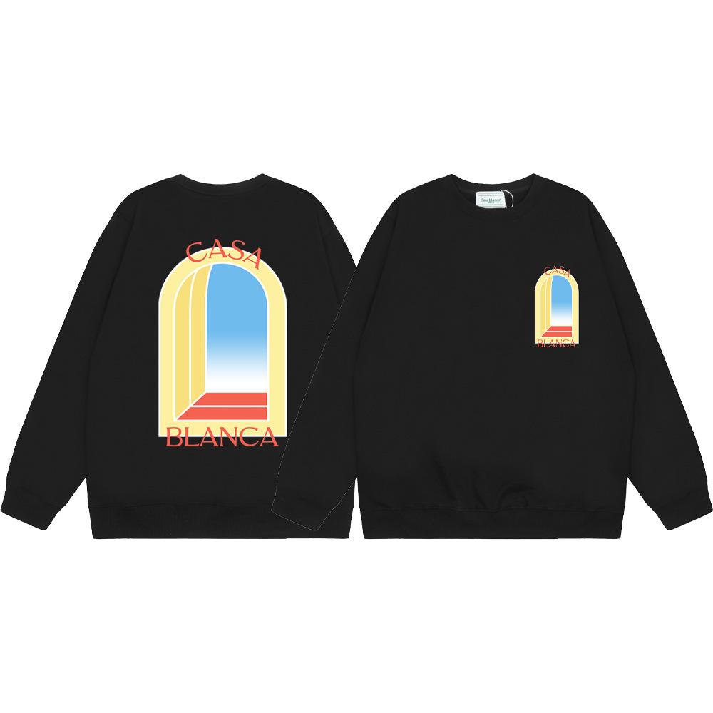 Трендовый международный бренд Casablanca Casablanca letter painted print мужской и женский свитшот с круглым вырезом 380г