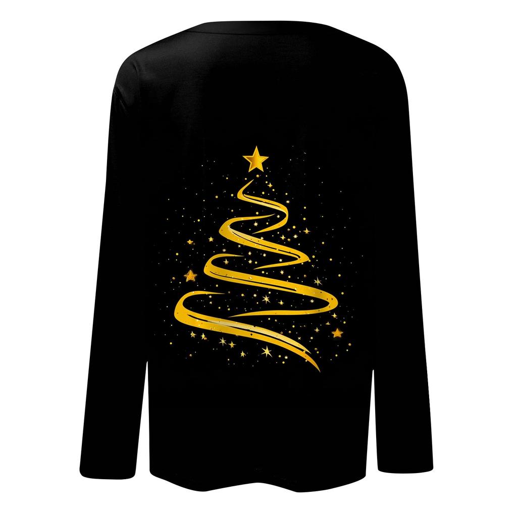 Long Sleeve Shirts For Women Cute Christmas Day Print Graphic Tees Blouses Casual Plus Size Basic Tops Pullover