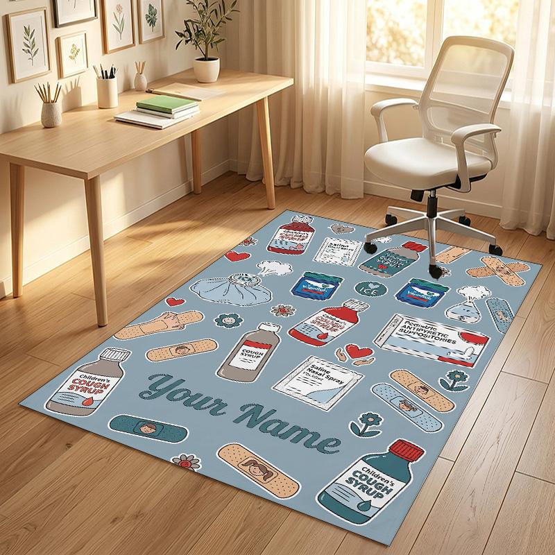 Happy Colors Theme Soft Crystal Velvet Rug Custom Name & Text Print Non Slip Floor Rug for Bedroom Living Room