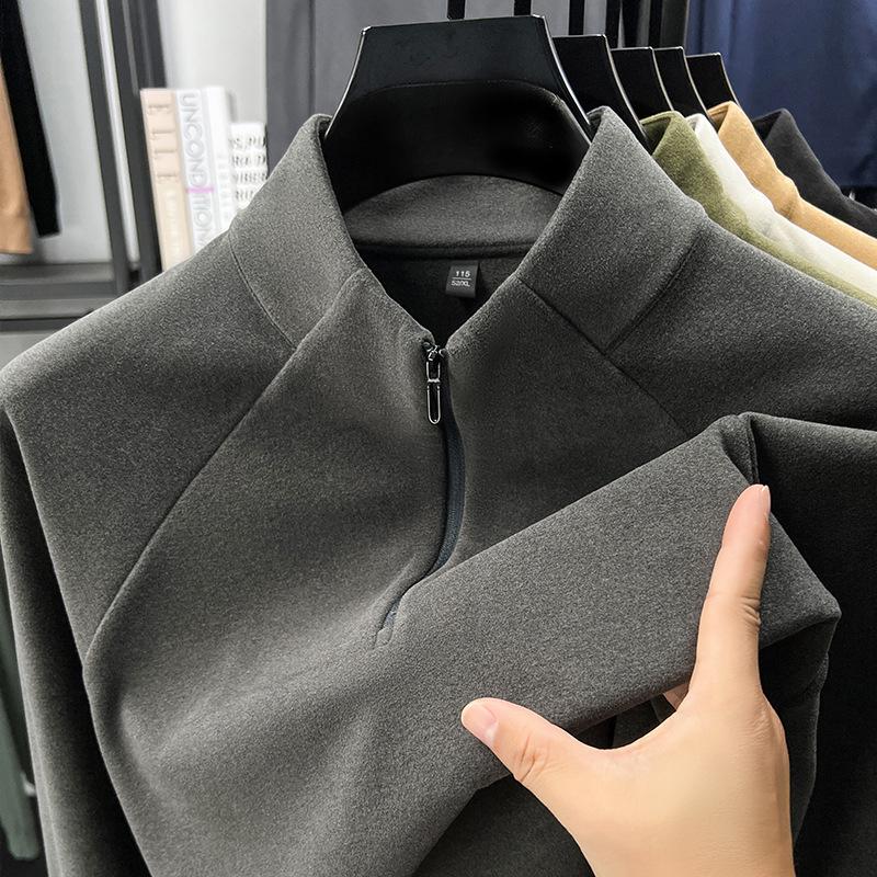 Мужская термофлисовая толстовка с полумолнией и длинным рукавом