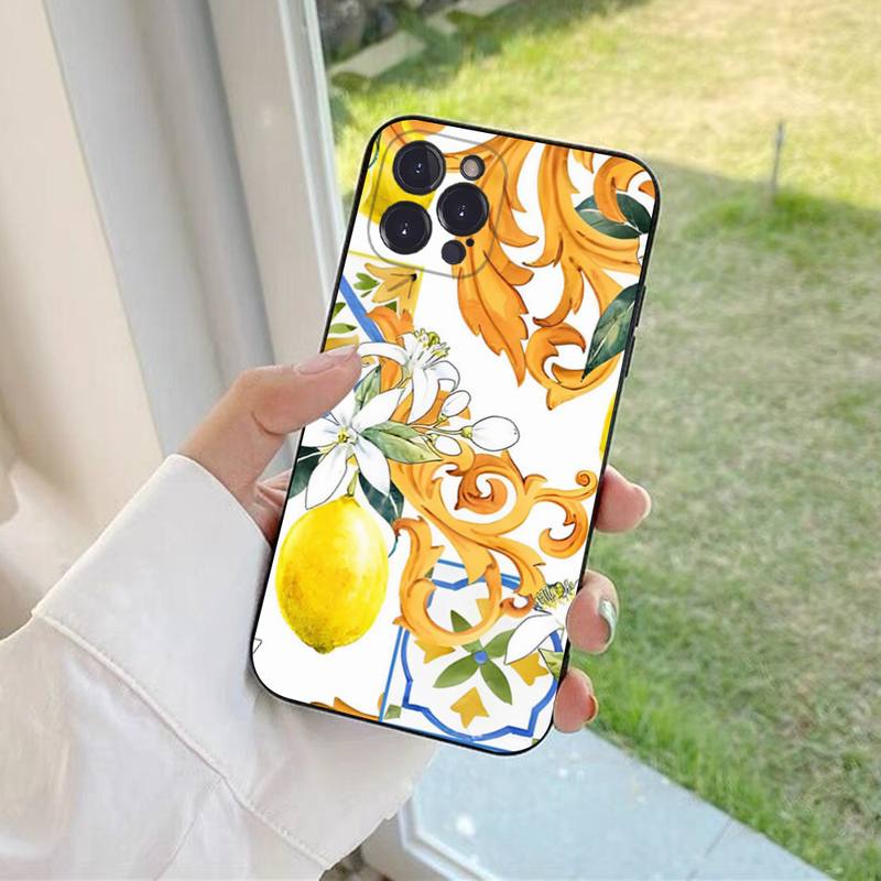 Mediterranean Lemon Phone Case For iPhone 6 7 8 Plus 11 12 13 14 Pro SE 2020 MAX Mini X XS XR Back Funda Cover