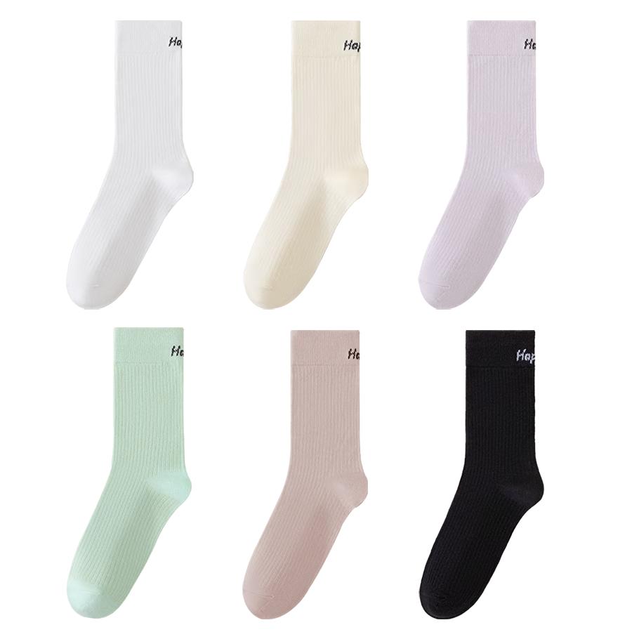 100% Cotton Women's Long Socks Spring Summer Odor-Resistant Breathable Sweat-Absorbing Trendy Versatile Sports Socks