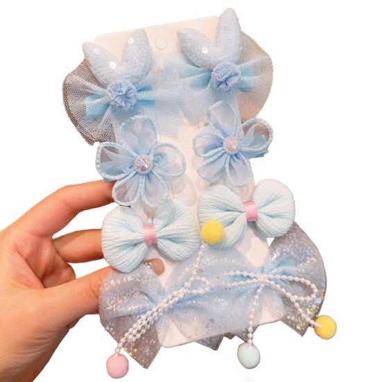 8 шт. Заколки для волос Сетчатая пряжа Бант Цветок Декор Заколки для волос Мультяшные