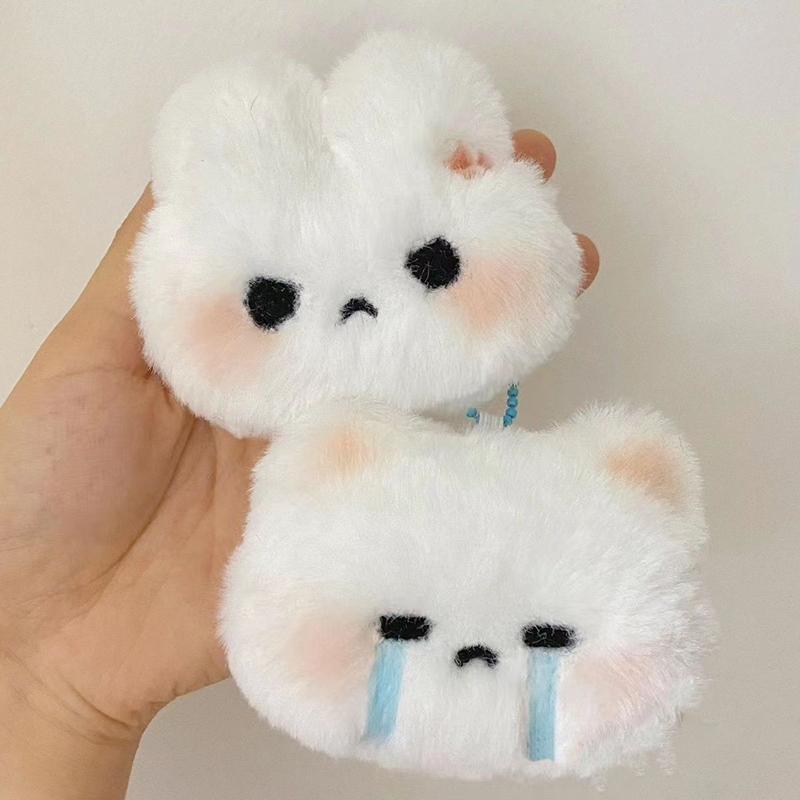 Cartoon Cute Expression Rabbit Plush Keychain Kawaii Doll Pendant Backpack Hanging Decoration Car Key Accessories For Girls Gift