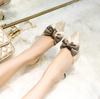 Модная летняя обувь Женские тапочки с острым носком Туфли женские Шлепанцы Туфли с бантом на высоком каблуке Туфли с закрытым носком Zapatos mujer sdc4