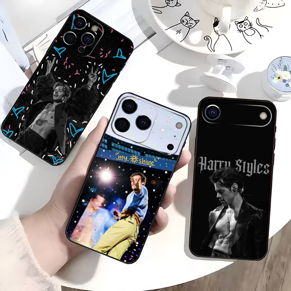 Чехол для телефона H-Harry S-Styles для iPhone 17,16,15,14,13,12,11 Plus,Pro Max,XS, Мягкий силиконовый черный чехол