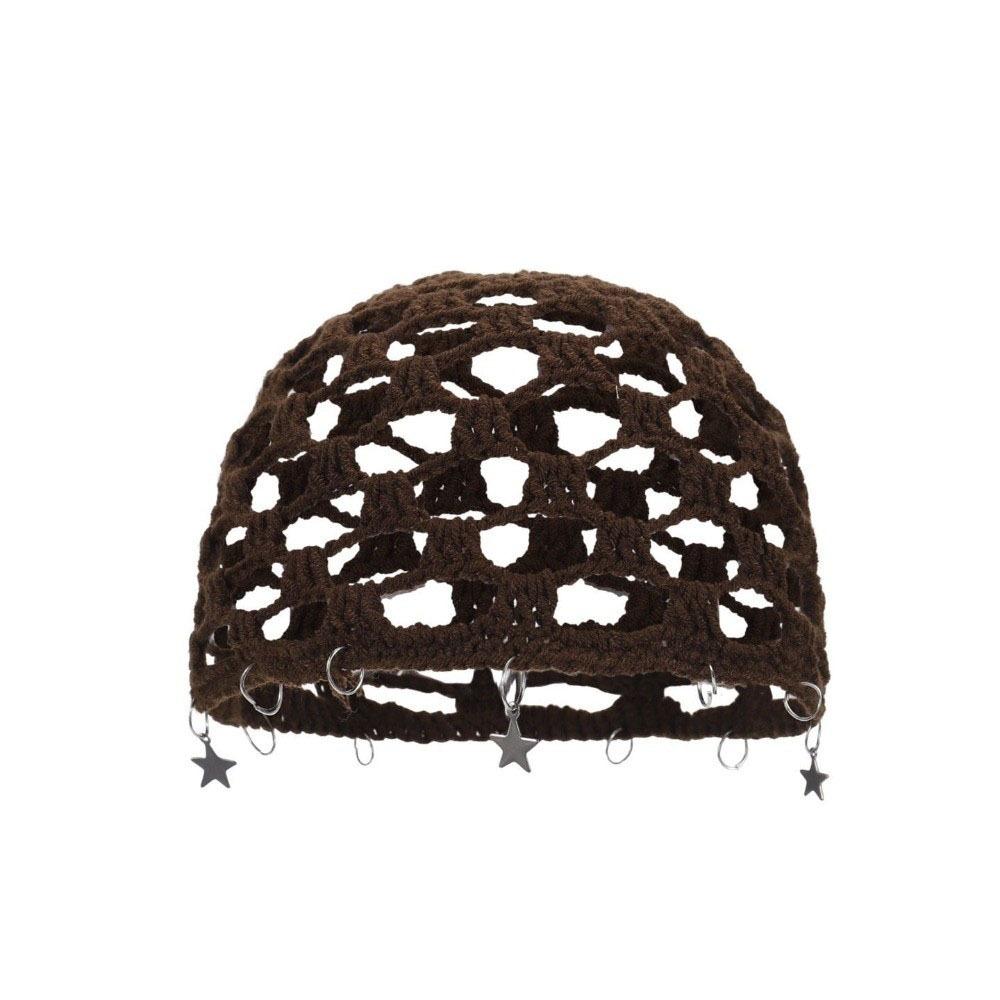 Hollow Out Crochet Hollow Knitted Hat Star Tassels Weave Cap Fashion Knit Beanies Outdoor