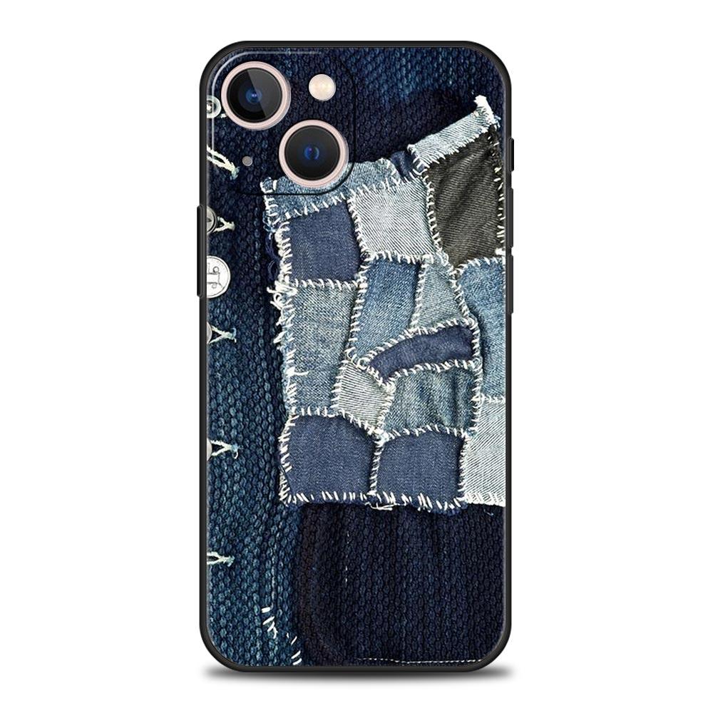 Чехол-обложка для телефона с кожаным рисунком ткани для iPhone 17 16 15 14 13 12 11 Pro Max 17 Air Plus Ударопрочный Мягкий ТПУ Корпус Fundas Сумки