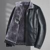 New Winter Men's Plus Size Plus Size Lapel PU Plus Velvet Thickened Leather Jacket for Fat Men Warm Leather-cotton Jacket