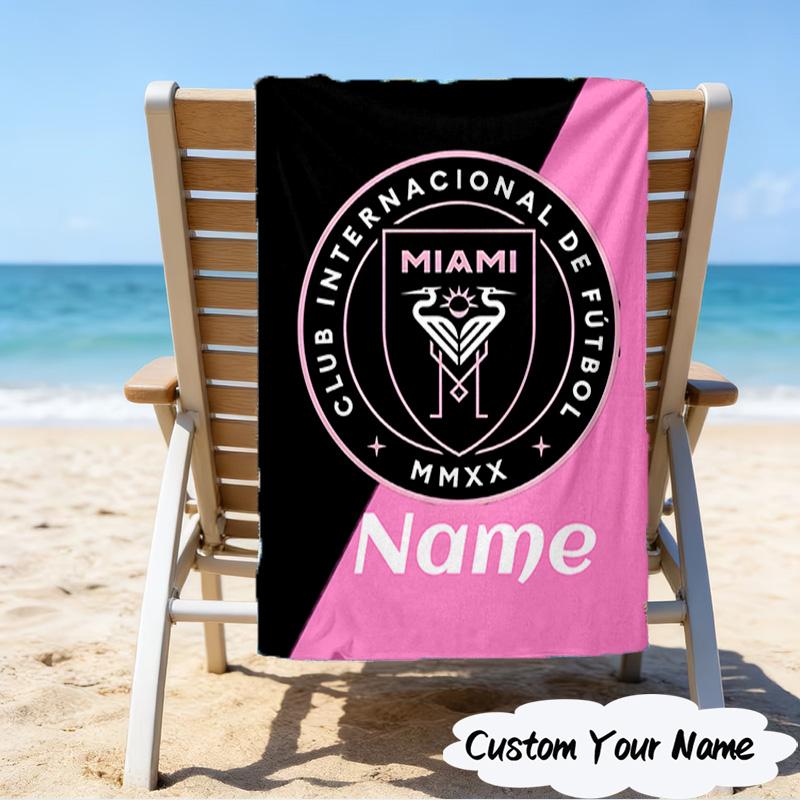 1PC Custom Name Beach Towel International Football Club Beach Towel, Suitable for Camping, Travel, Beach Accessories, Super Absorbent, Family Gift