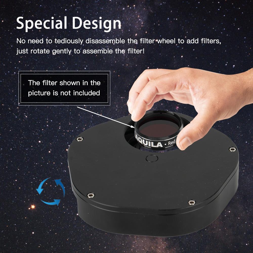 1.25 Inches Multiple 5-Position Filter Wheel for Telescopes Eyepieces