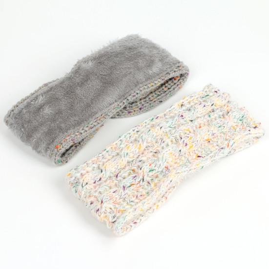 Повязка на голову Мягкая шерстяная вязаная повязка на голову с разноцветными точками Бархатная подкладка Теплая Дышащая Эластичная резинка для волос Аксессуары для волос