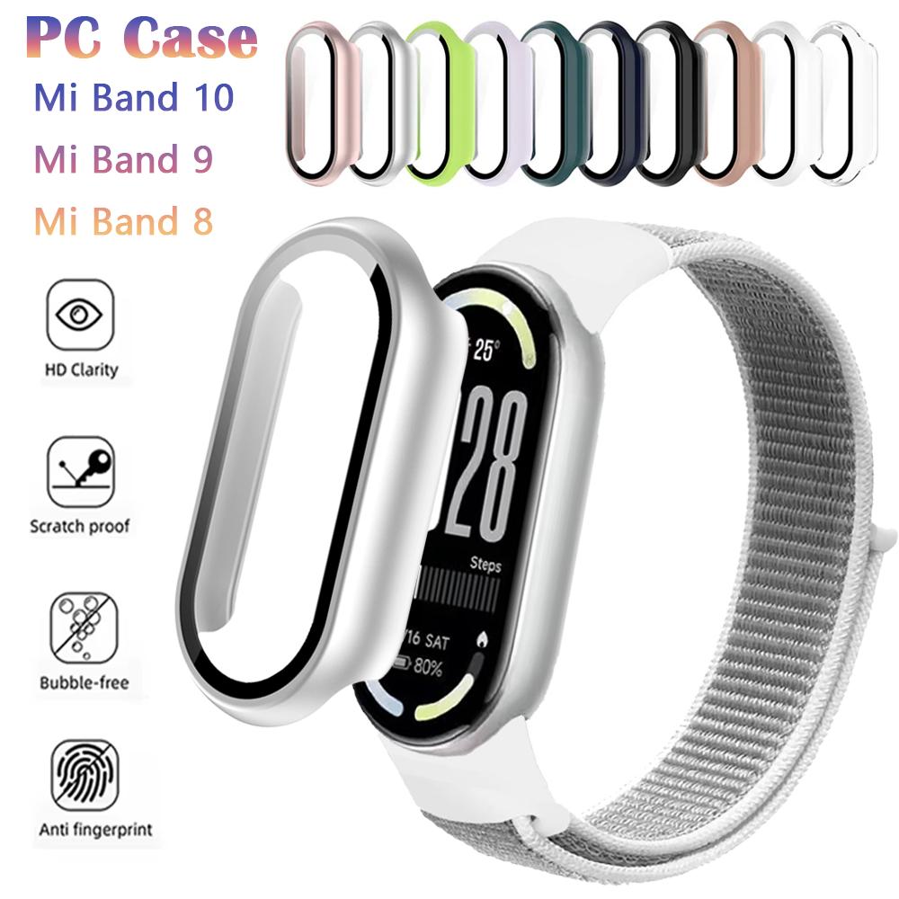 Чехол из HD стекла и ПК для Xiaomi Band 10 9 8 NFC, всесторонняя защита экрана, закаленная оболочка для Mi Band 9 10 Ceramic 8, бампер
