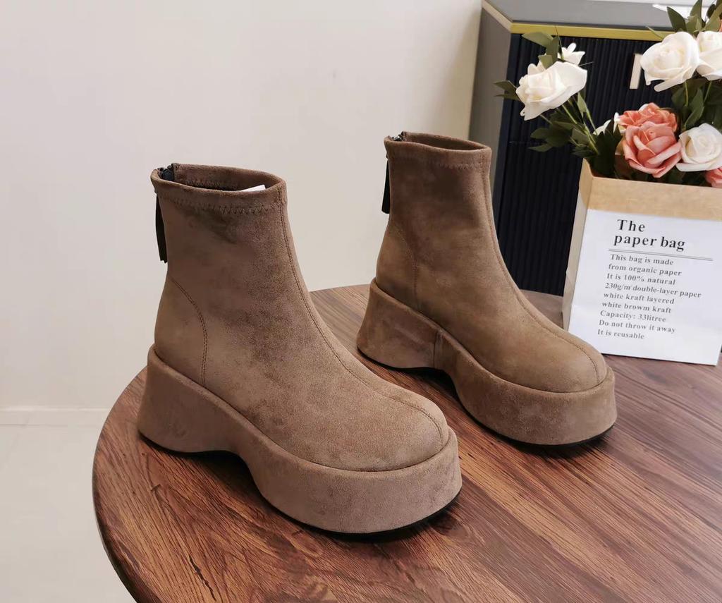 Fashion Platform Woman Ankle Boots Fashion Round Toe Height Increase Shoes Punk Style Ladies Modern Bottes
