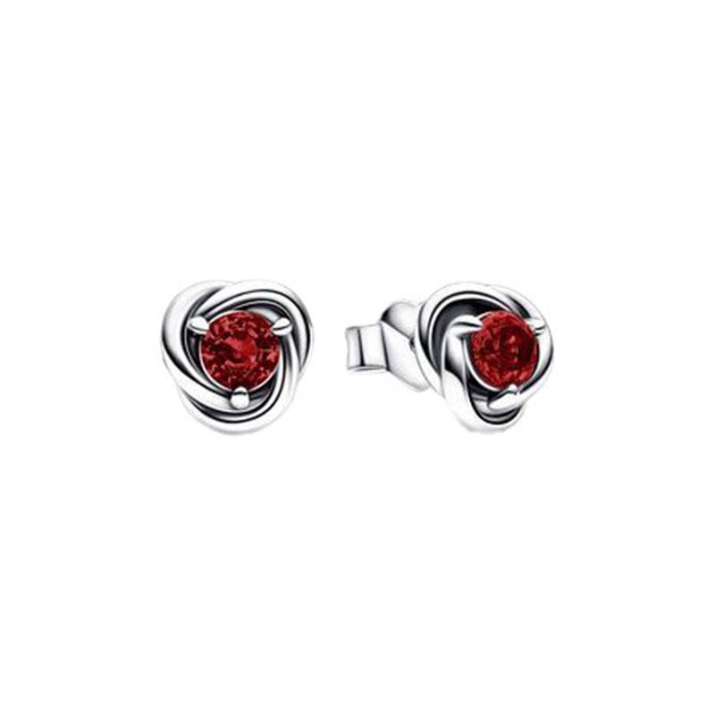 Women's Birthstone Earrings Panjia Pandora S925 Silver Eternal Round Shape Fashionable Jewelry