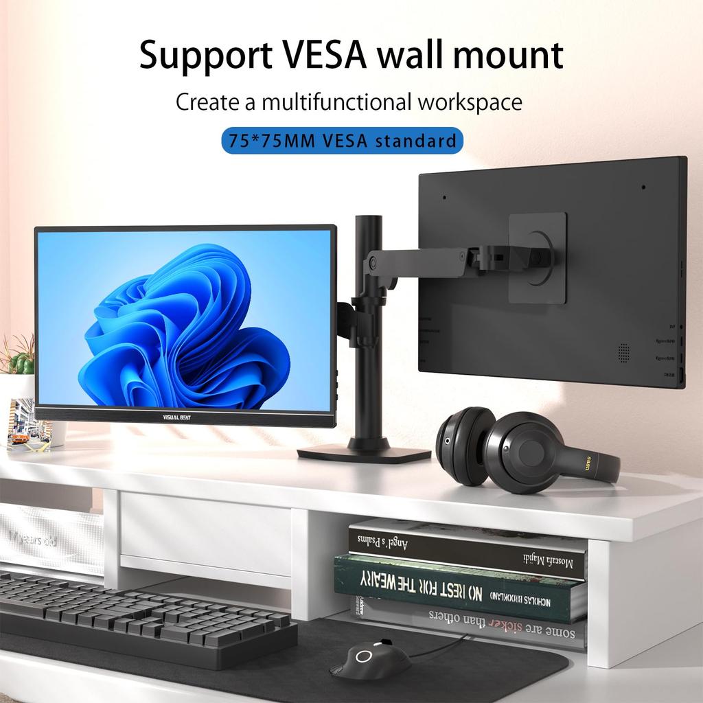 Visual Beat Мобильный FHD Портативный IPS LCD Стандартный USB Умный Двойной Совместимый с Монитором, Сенсорный Экран, 15,6-дюймовый 1080p, USB-C Монитор, Панель, HDMI,