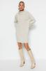 Women's Style Dress Stone Mini Knitwear Turtleneck Dress