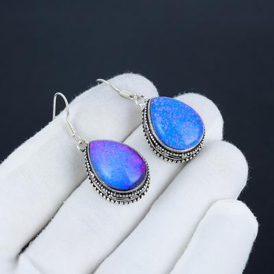 Изящные серьги из серебра 925 пробы с синим триплетом опала Sipanie, висячие серьги ручной работы из серебра в стиле бохо, праздничный наряд в подарок