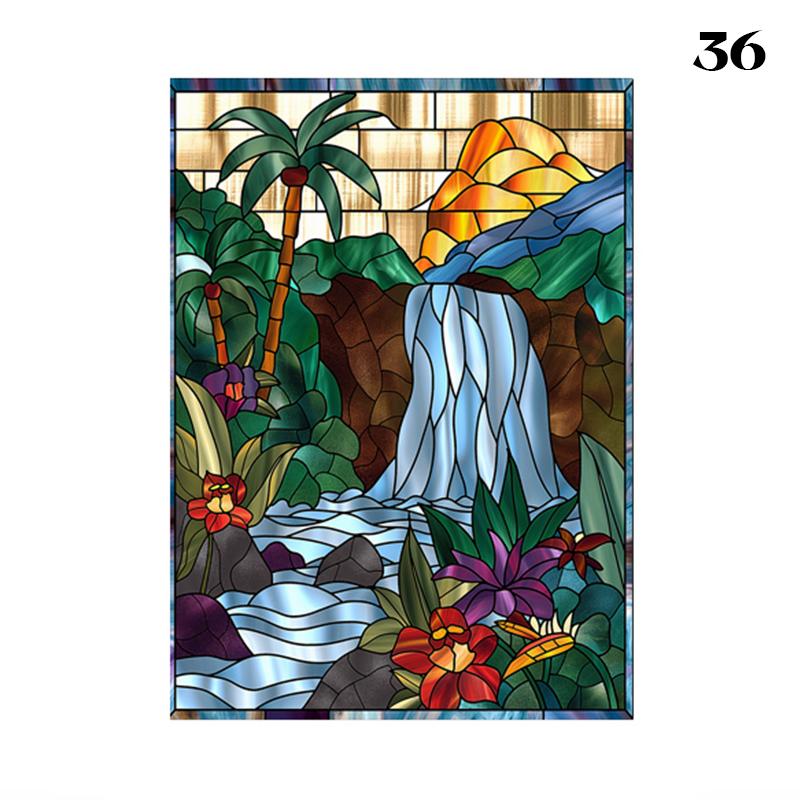 Европейский стиль масляной живописи искусство конфиденциальности оконная пленка статическая клейкая виниловая ретро-пленка для витражей дома ванная комната декор наклейки